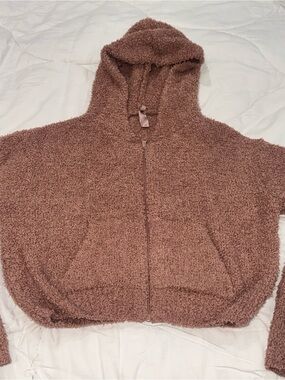 SKIMS Super Soft Sweater Cozy Zip-Up Hooded Teddy Jacket Dusty Rose small